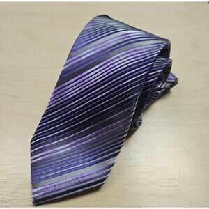 Vintage NWT Wembley Luxury Polysilk Men's Tie Purples and Grays Diagonal Stripe